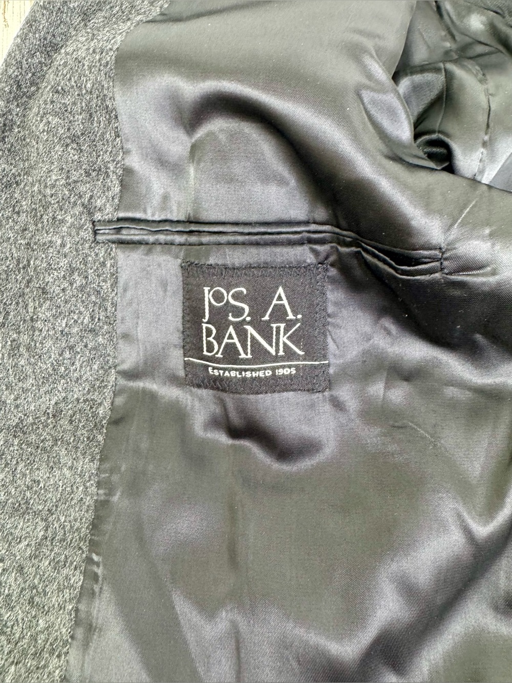Jos. A. Bank 100% Cashmere 2B Blazer Sport Coat Mens 46R Charcoal Gray - Picture 10 of 11